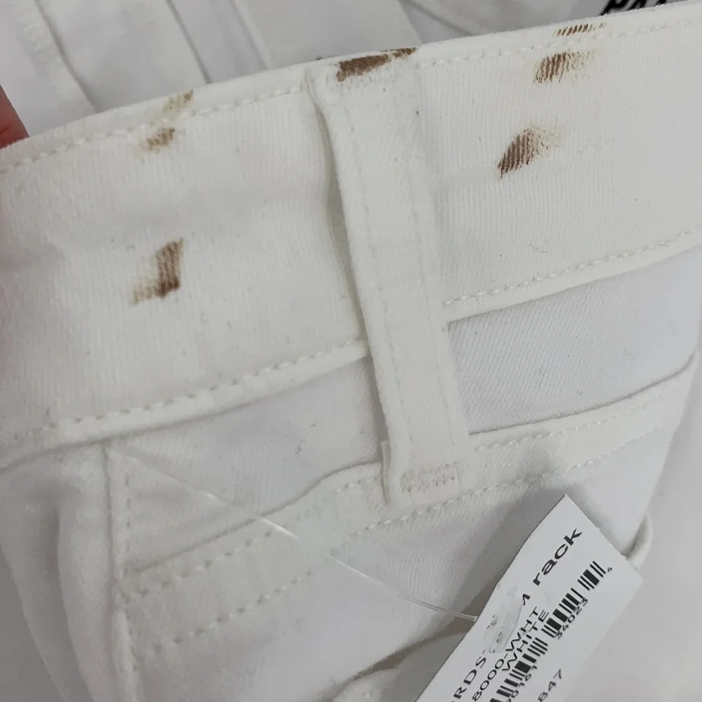 Paige Verdugo cropped ankle jeans white skinny lower rise distress stain new 25